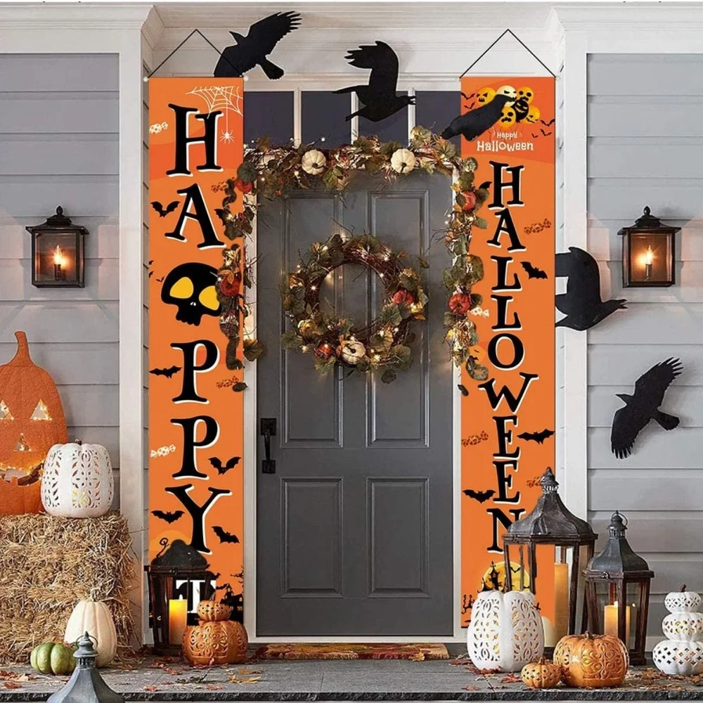 NEW! Porch Logo Banner Happy Halloween Hanging Decoration Prop Banner with Hook - Picture 4 of 4